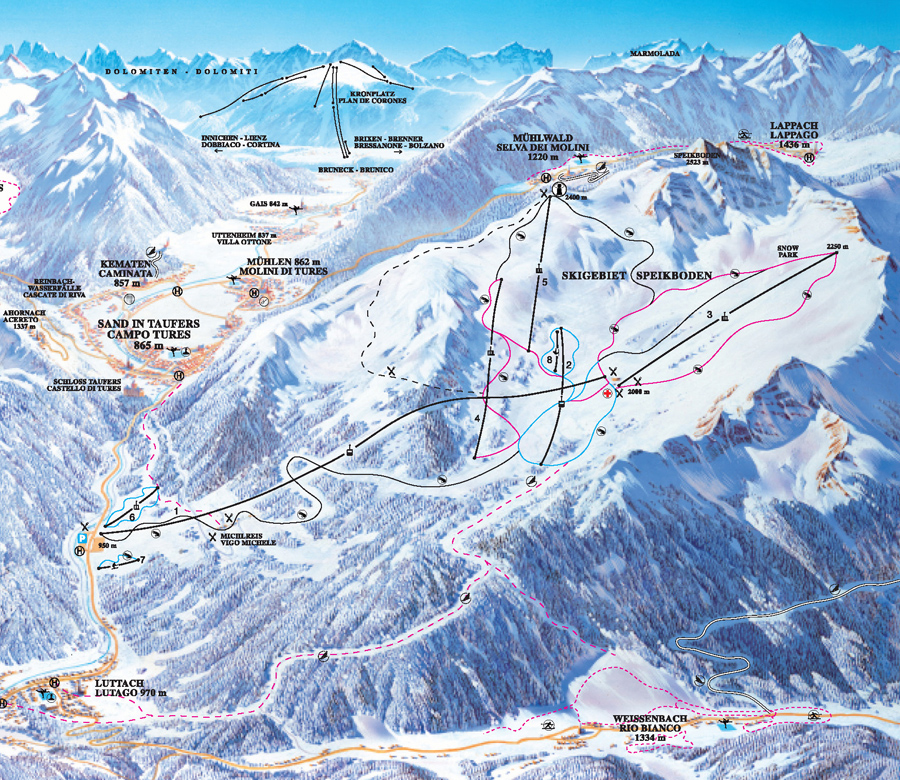 Mappa Piste Sci Speikboden